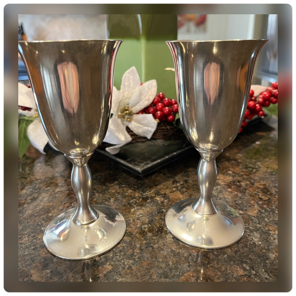 Metawa Holland-Pair Of Real Pewter Cordials-5 1/4”.